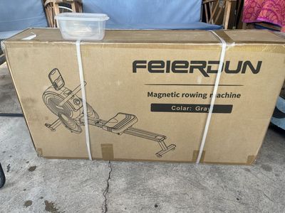 FEIERDUN Magnetic Rowing Machine - Compact Folding Rower for Home Gym, Gray