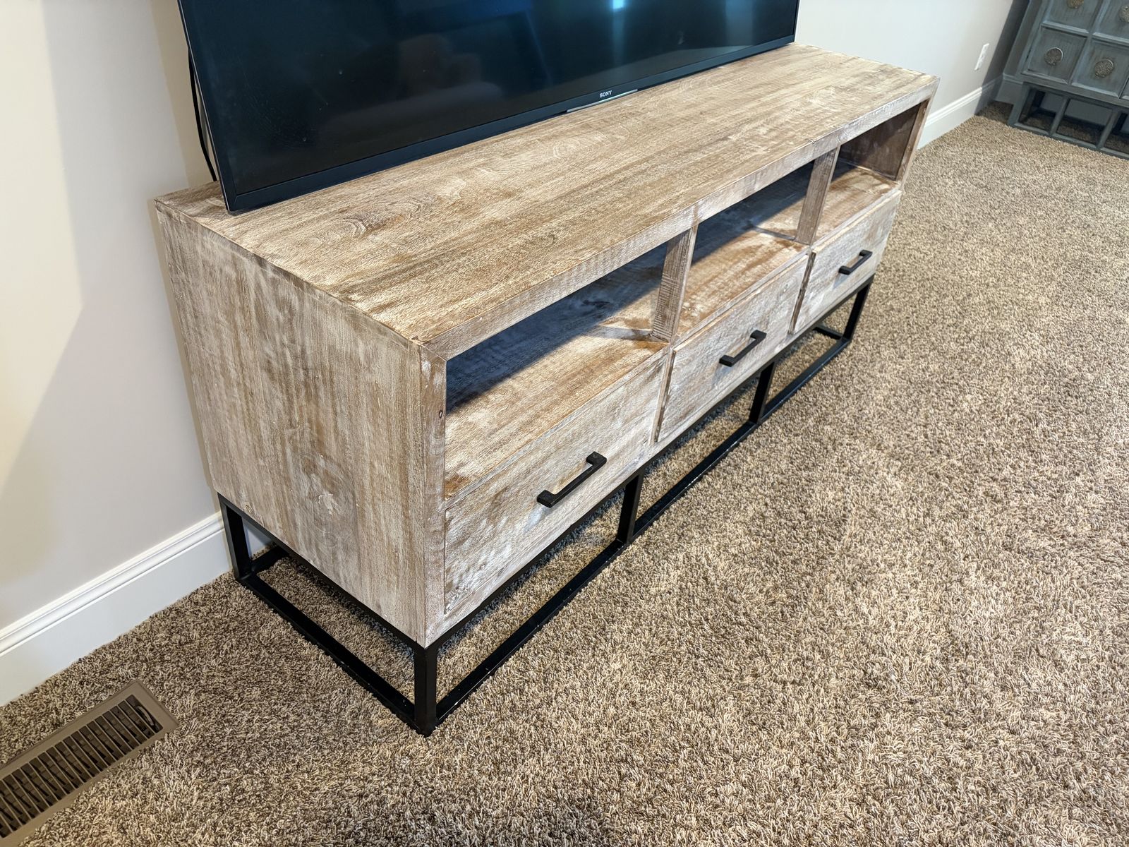69" Rustic Industrial TV Stand / Media Console with 3 Drawers