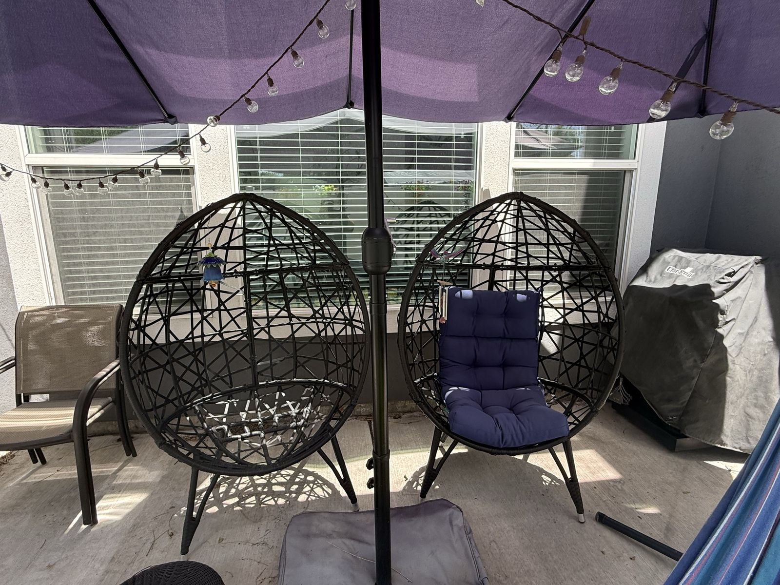 Black Wicker Egg Chairs - Set of 2 Patio Seating