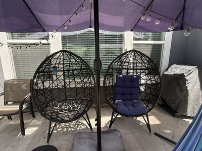 Black Wicker Egg Chairs - Set of 2 Patio Seating