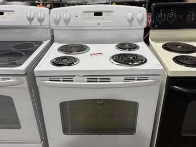 GE White Electric Coil Top Range 30" 4-Burner Freestanding Stove with Oven