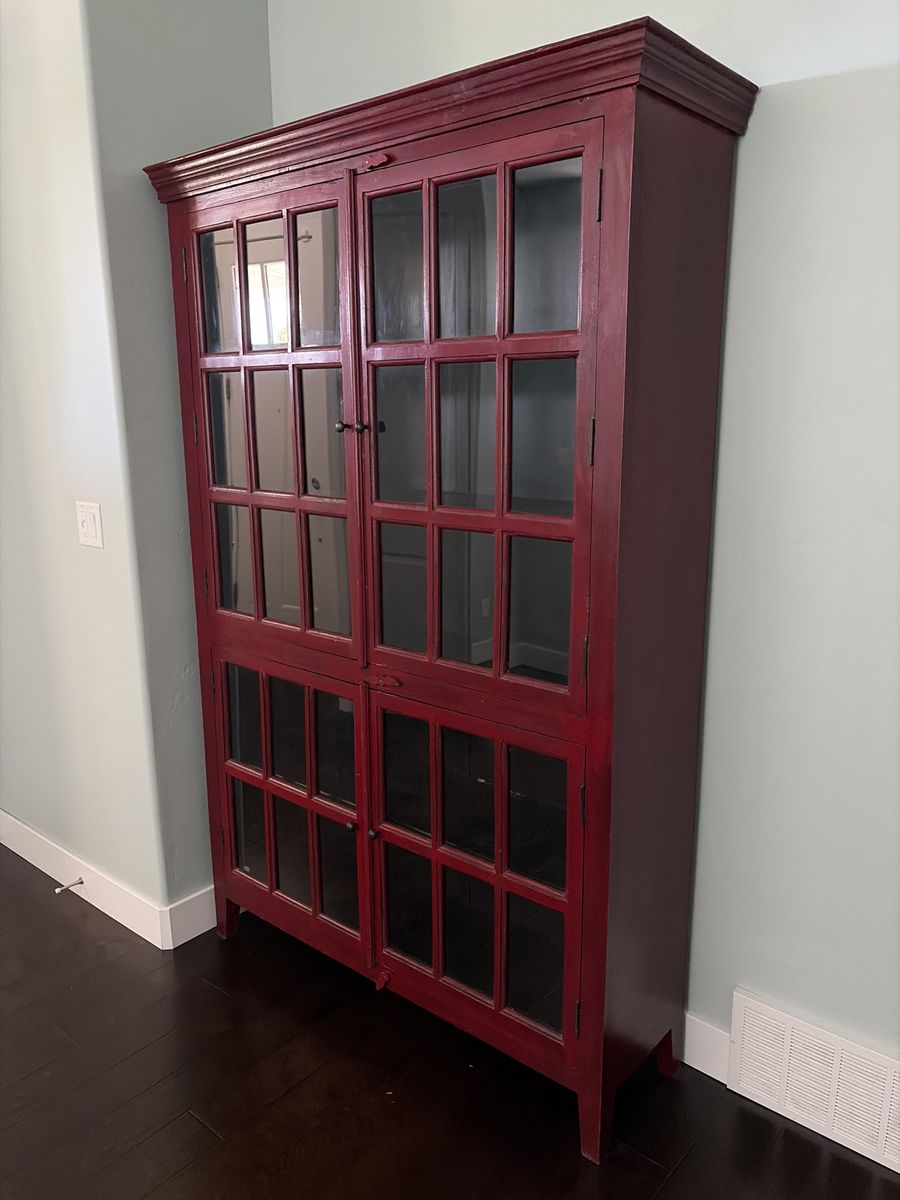 Beautiful Hardwood & Glass Hutch
