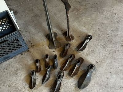Vintage Cast Iron Cobbler Shoe Lasts & Repair Stands - Full Set, Various Sizes, Rustic Decor
