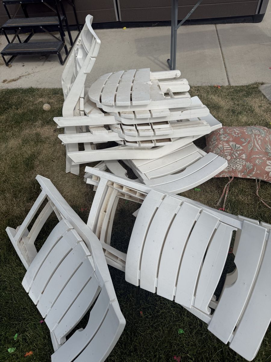 FREE White plastic folding table and chairs