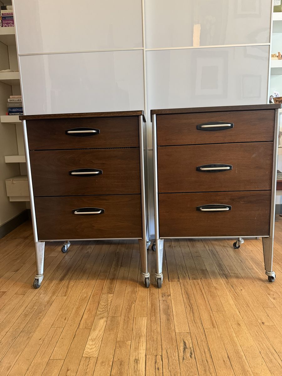 Vintage Nightstand  3 Drawer Cabinet Set