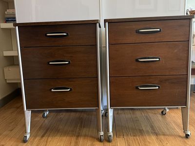 Vintage Nightstand 3 Drawer Cabinet Set