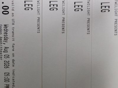 4 Wet Leg/Momma Tickets Ogden Amp Wednesday Aug 5
$19 each below cost
4 Hard Tickets in Hand
(prevents copying, safer!)
