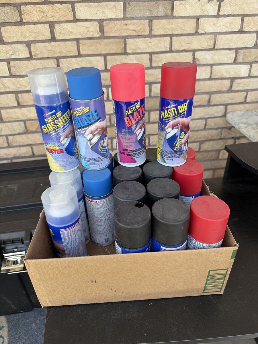 Performix Plasti Dip Spray Paint Lot - Blaze Blue, Blaze Pink, Glossifier, Black, Red (20Cans)
