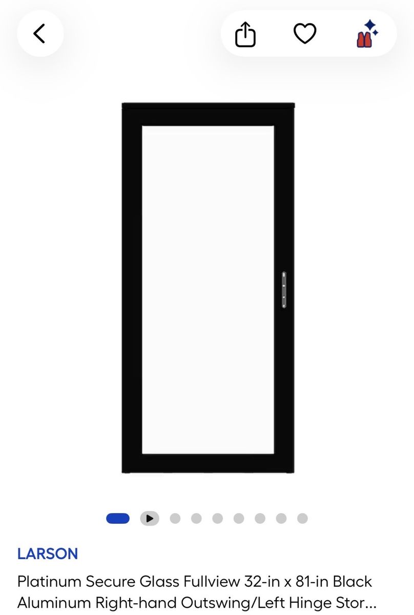 Security glass storm door. Brand new in box. Custom size 31 5/8” x 75 3/4” opening