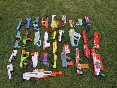 HUGE Nerf & X-Shot Battle Lot – 35+ Blasters, Bunkers, Vests & Ammo!