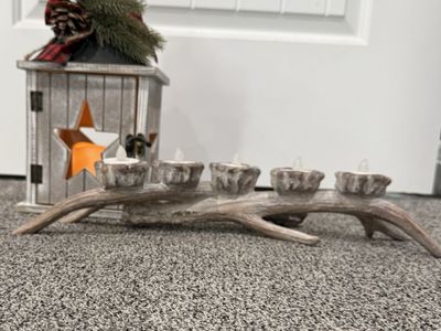 Lantern & antler tea light holder