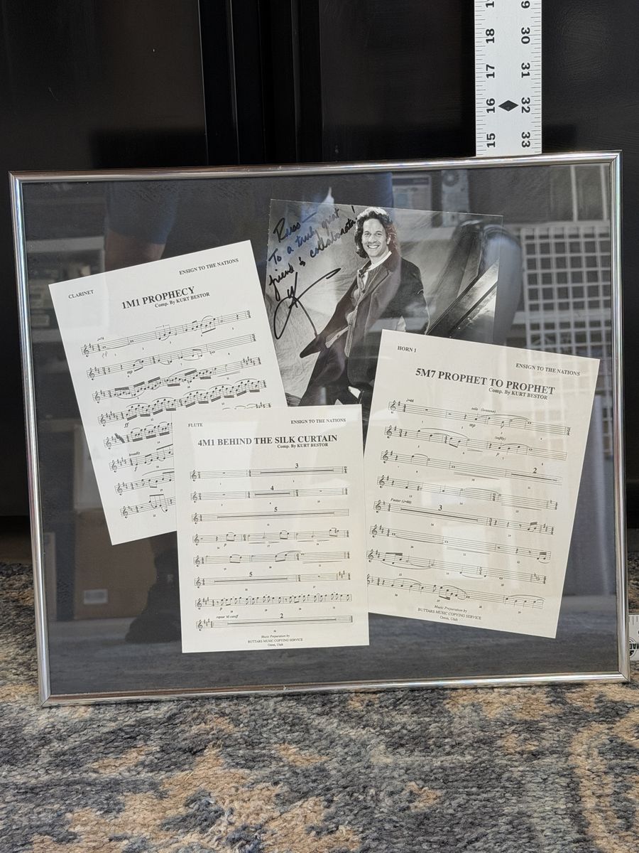 Kurt Bestor Autographed Photo & Sheet Music Framed Display - "Ensign to the Nations" Collection