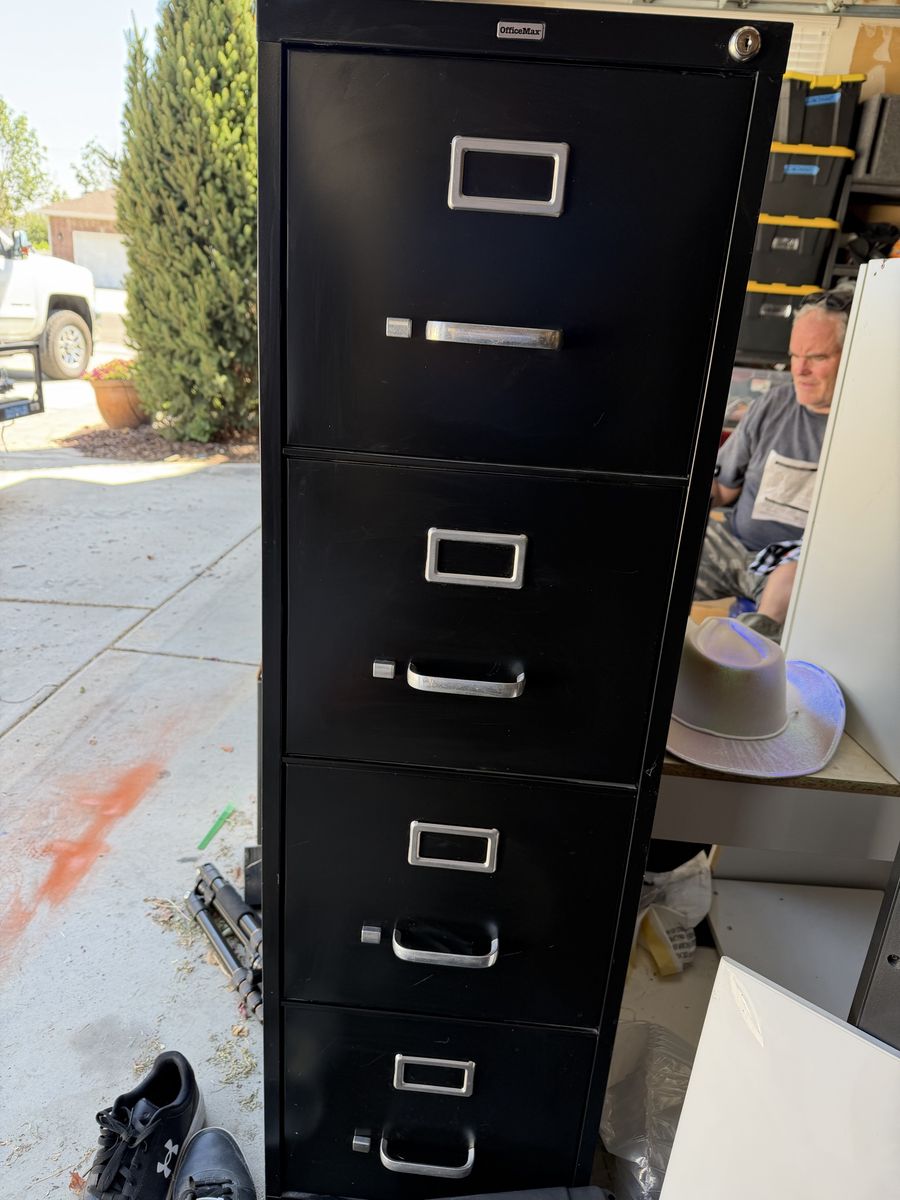 OfficeMax 4-Drawer Vertical File Cabinet - Black Metal