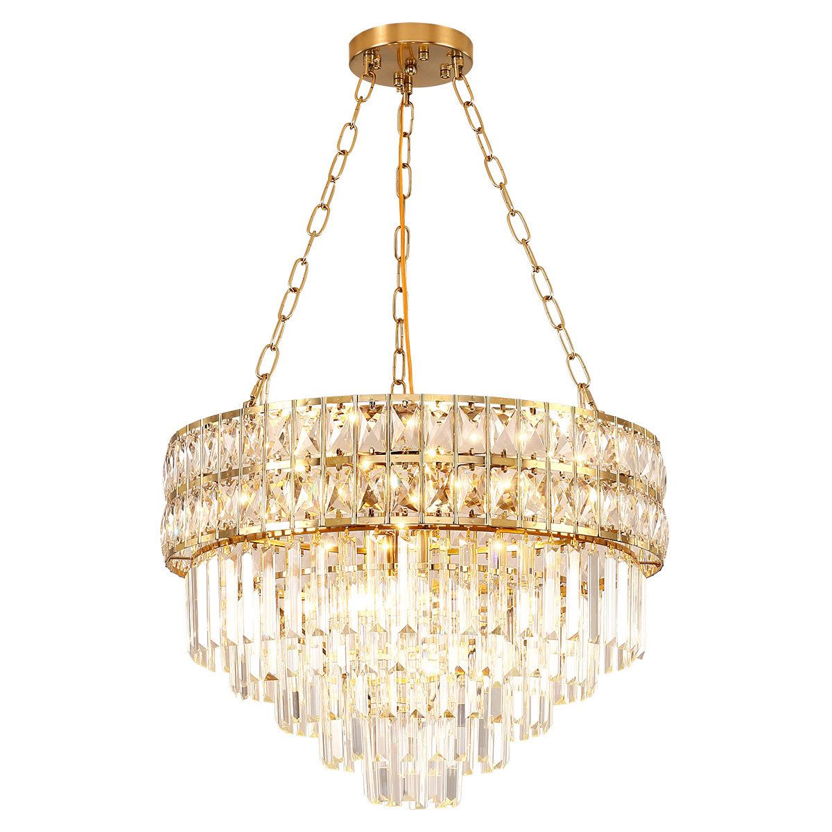 New In Box Modern Gold Crystal Chandelier
