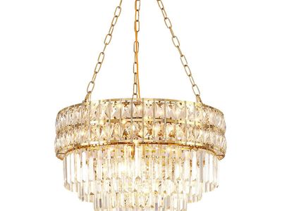 New In Box Modern Gold Crystal Chandelier