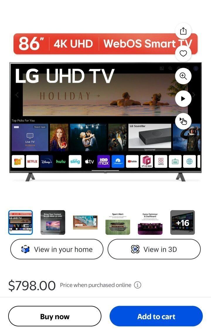 86" LG UHD smart tv