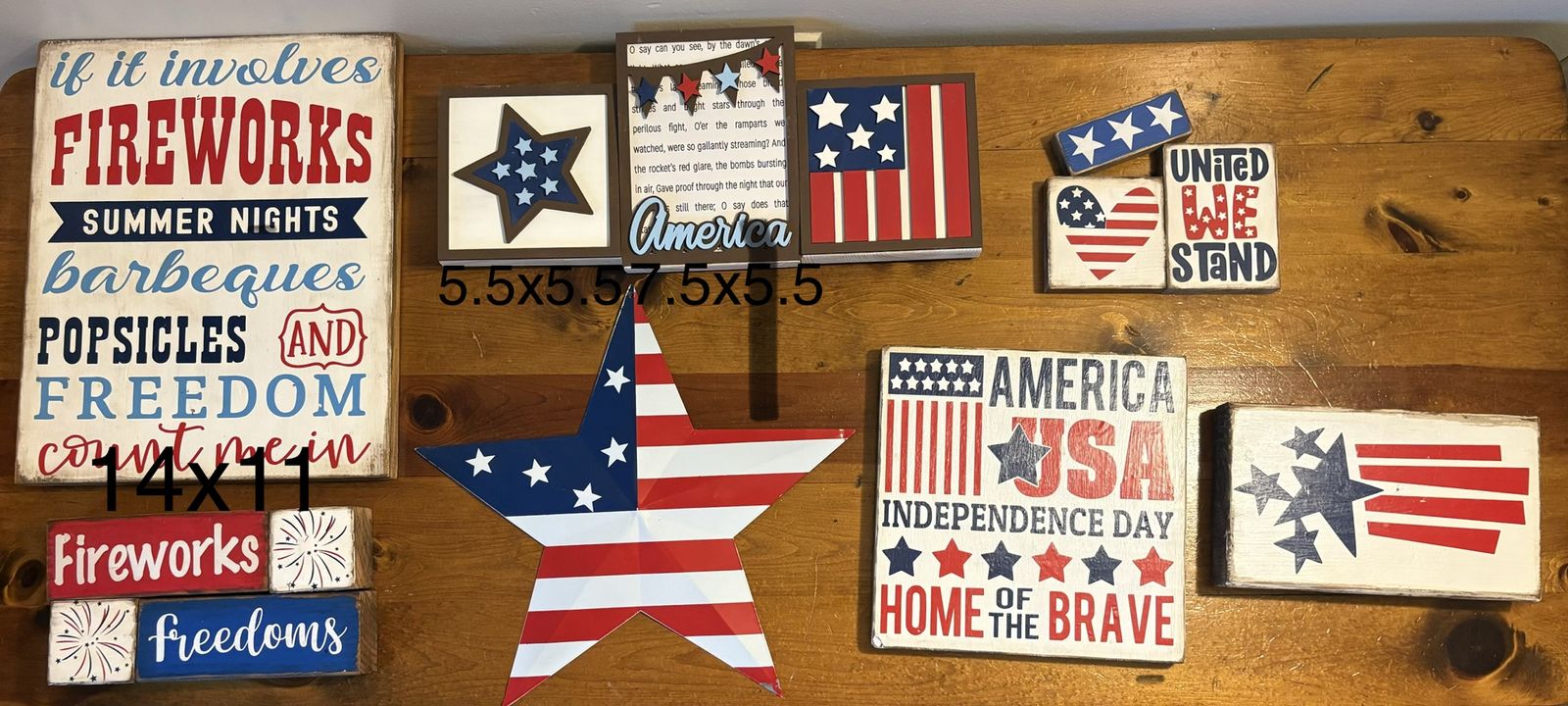 Seasonal Wooden Sign Bundle Patriotic 4th of July Spring & Winter Decor