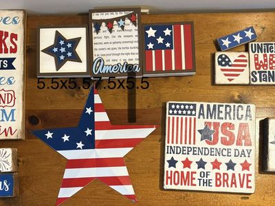 Seasonal Wooden Sign Bundle Patriotic 4th of July Spring & Winter Decor