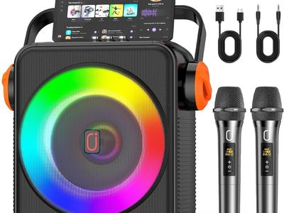 NEW Karaoke Machine with 2 Microphones, Portable Bluetooth 5.3 Karaoke Speaker for Adults, PA System with Echo Adjustment