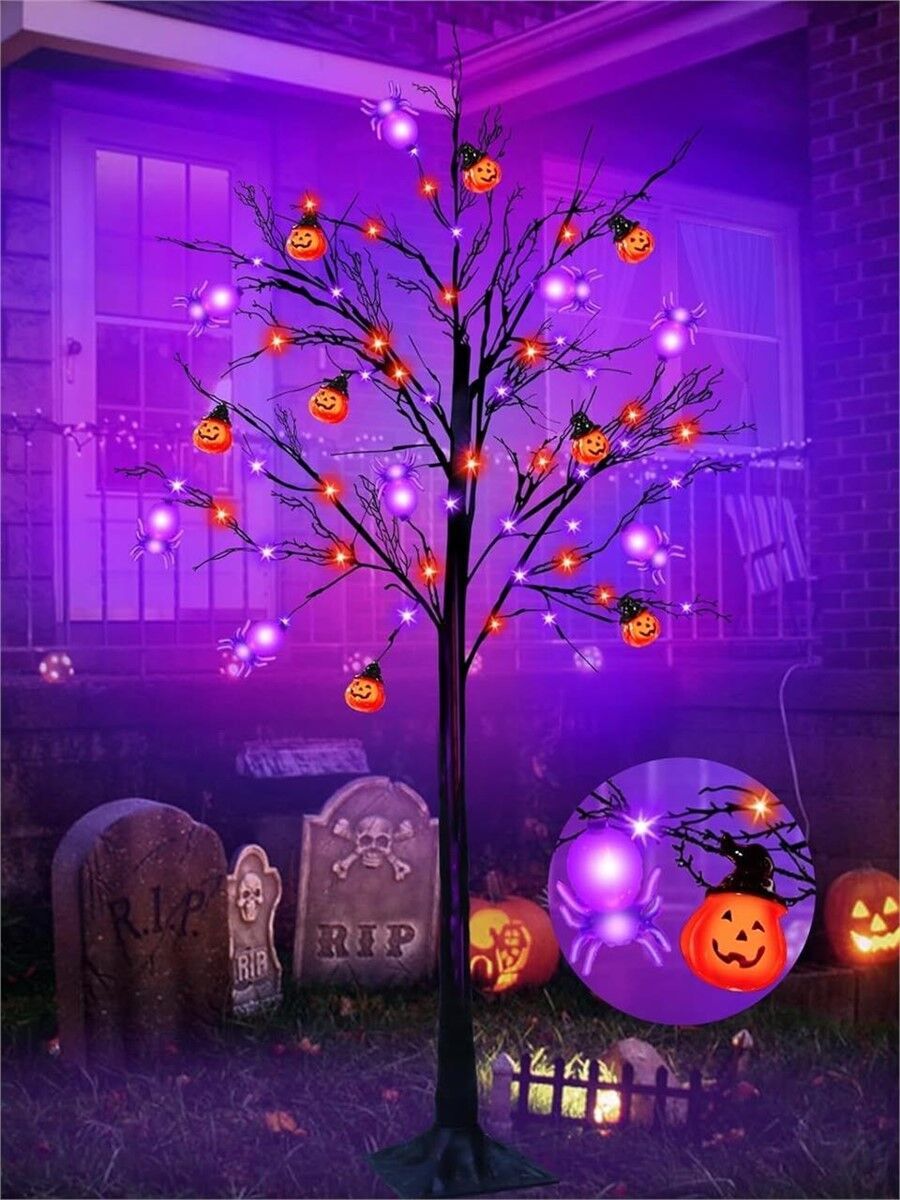 TURNMEON 5 Ft Lighted Halloween Tree