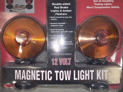 Haul-Master 12V Magnetic Tow Light Kit - Double-Sided Red Brake & Amber Flashers