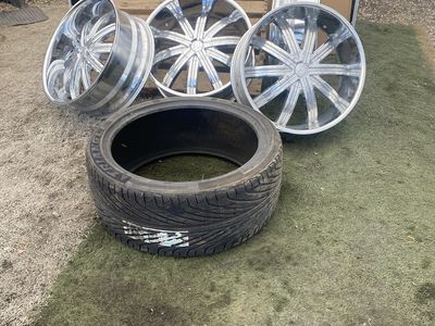 Set of Chrome Wheels and Triangle Tire