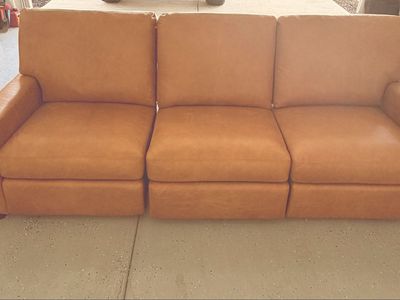 Leather Pottery Barn motorized reclining sofa