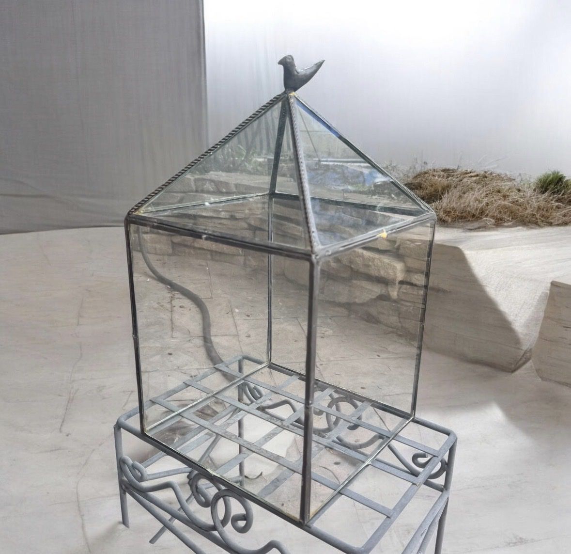 Vintage Metal & Glass Dome Display