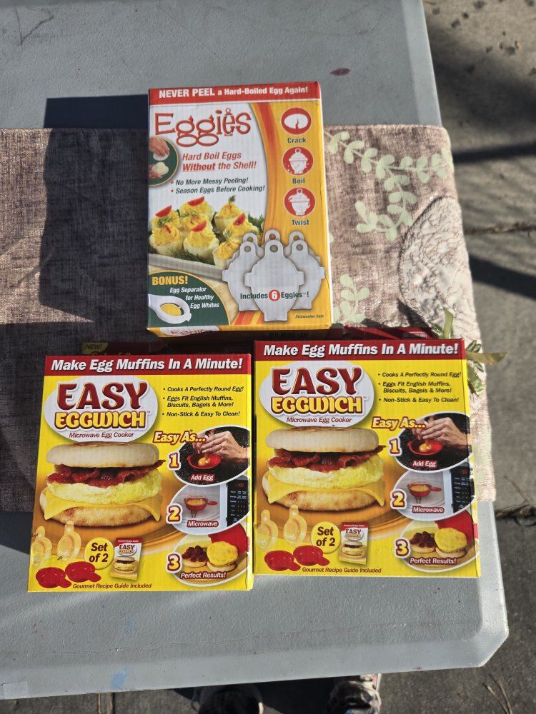 Eggies Hard Boil Egg Cooker (6-pack) set of 2 & Easy Eggwich Microwave Egg Cooker