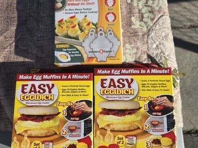 Eggies Hard Boil Egg Cooker (6-pack) set of 2 & Easy Eggwich Microwave Egg Cooker