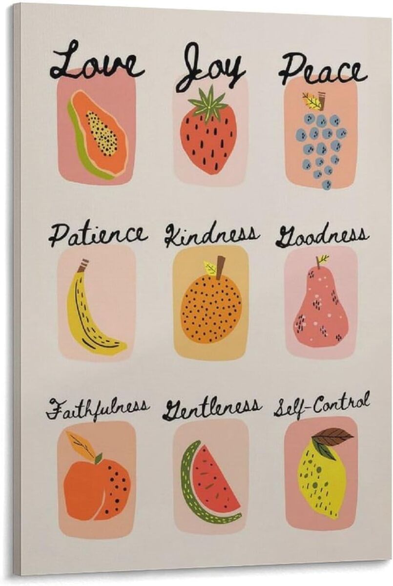 Fruits of The Holy Spirit Vintage Christian Canvas Poster Bible Verse Art Print Canvas