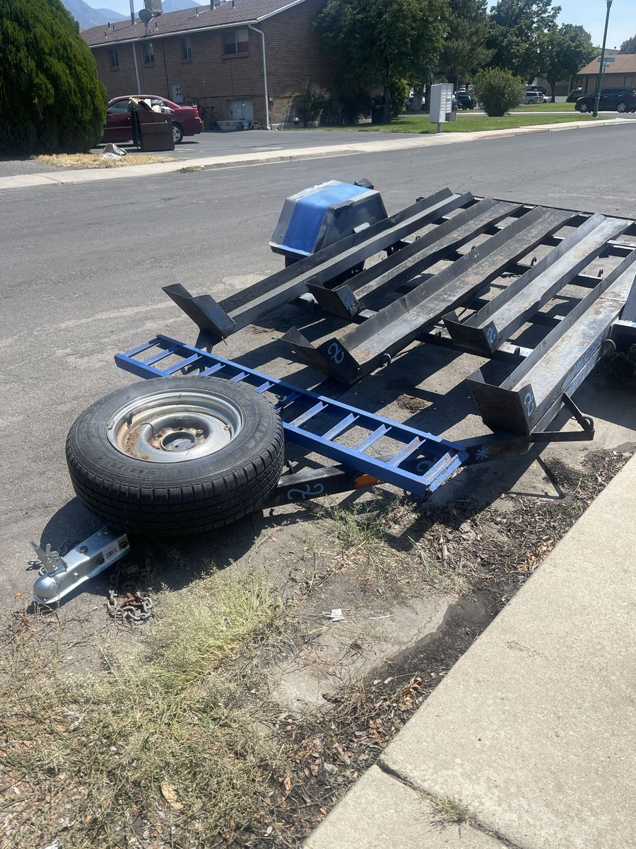 Custom 5-Rail Motorcycle / Dirt Bike Utility Trailer with Spare Tire