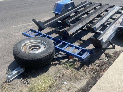 Custom 5-Rail Motorcycle / Dirt Bike Utility Trailer with Spare Tire
