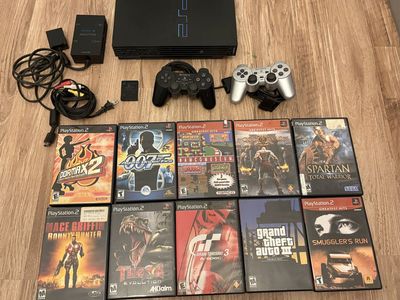 Sony PlayStation 2 (PS2) Bundle with 2 Controllers, 10 Games & more