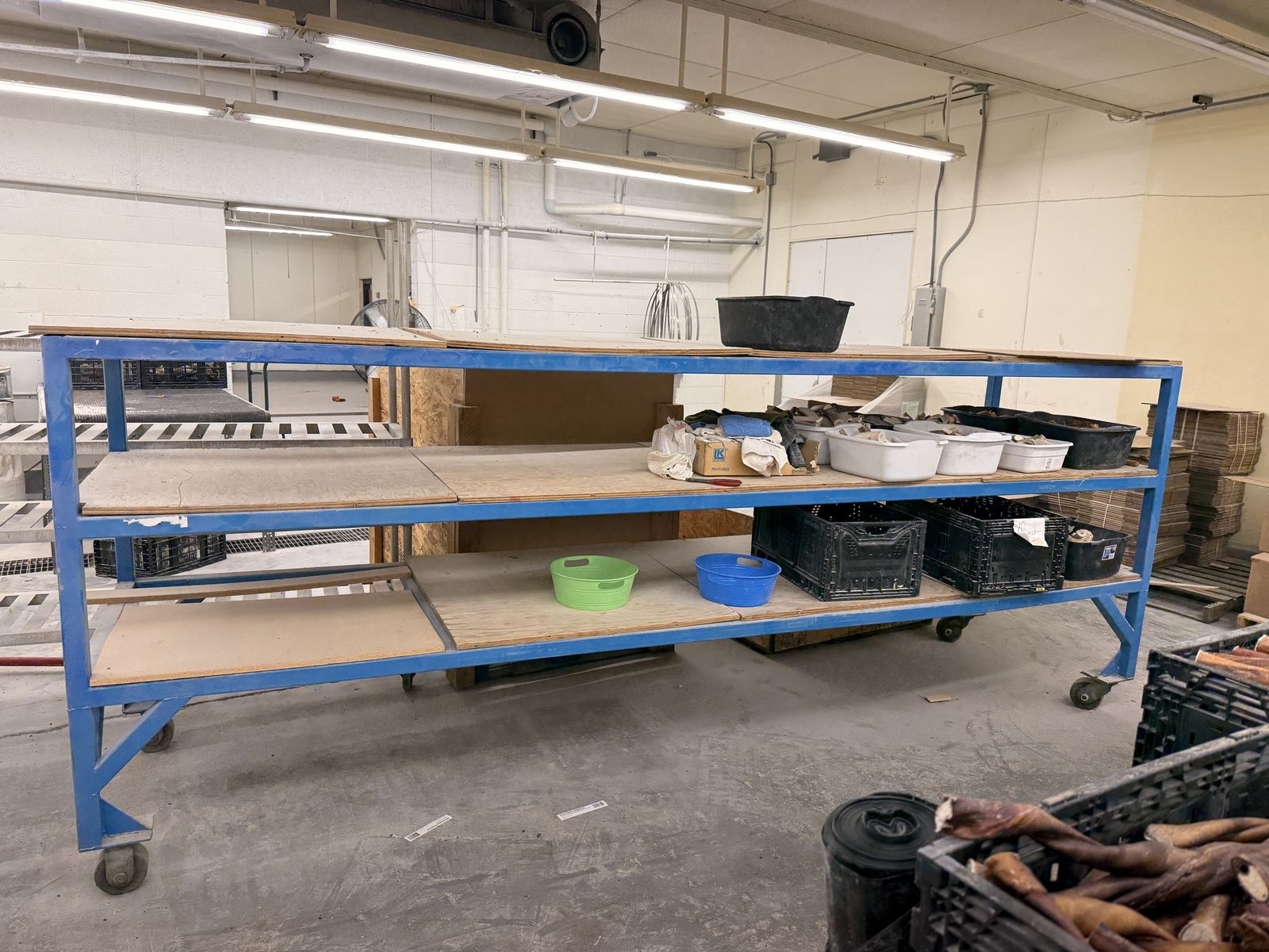 Industrial 3-Tier Metal Utility Cart with Plywood Shelves and Casters - Heavy Duty Storage