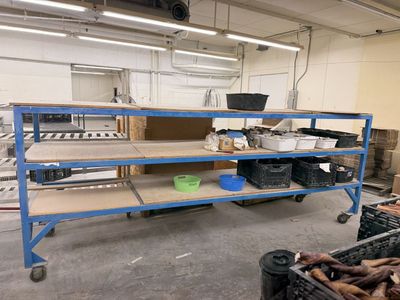 Industrial 3-Tier Metal Utility Cart with Plywood Shelves and Casters - Heavy Duty Storage
