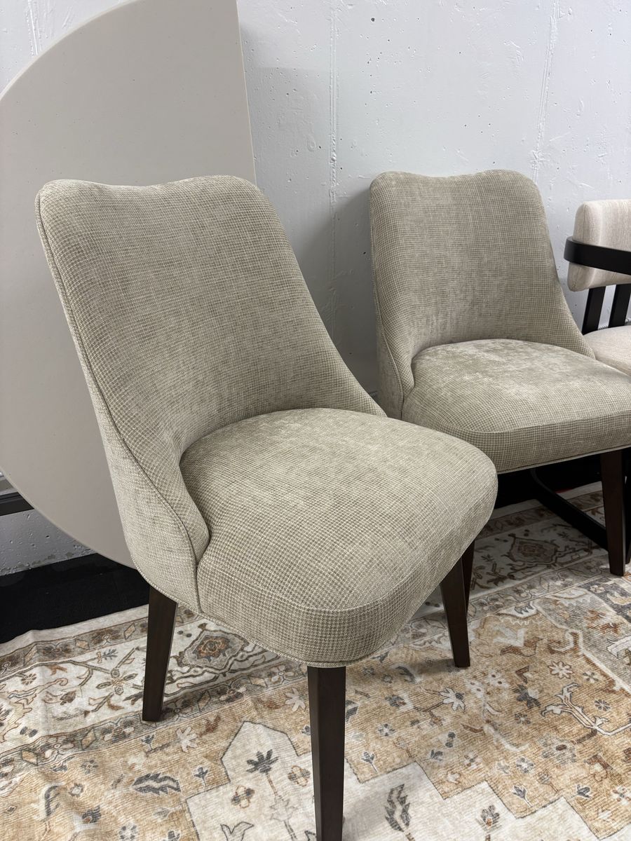 Tan fabric dining chairs