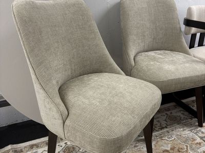 Tan fabric dining chairs