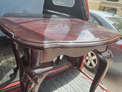 Vintage Dark Wood Accent Table with Cabriole Legs