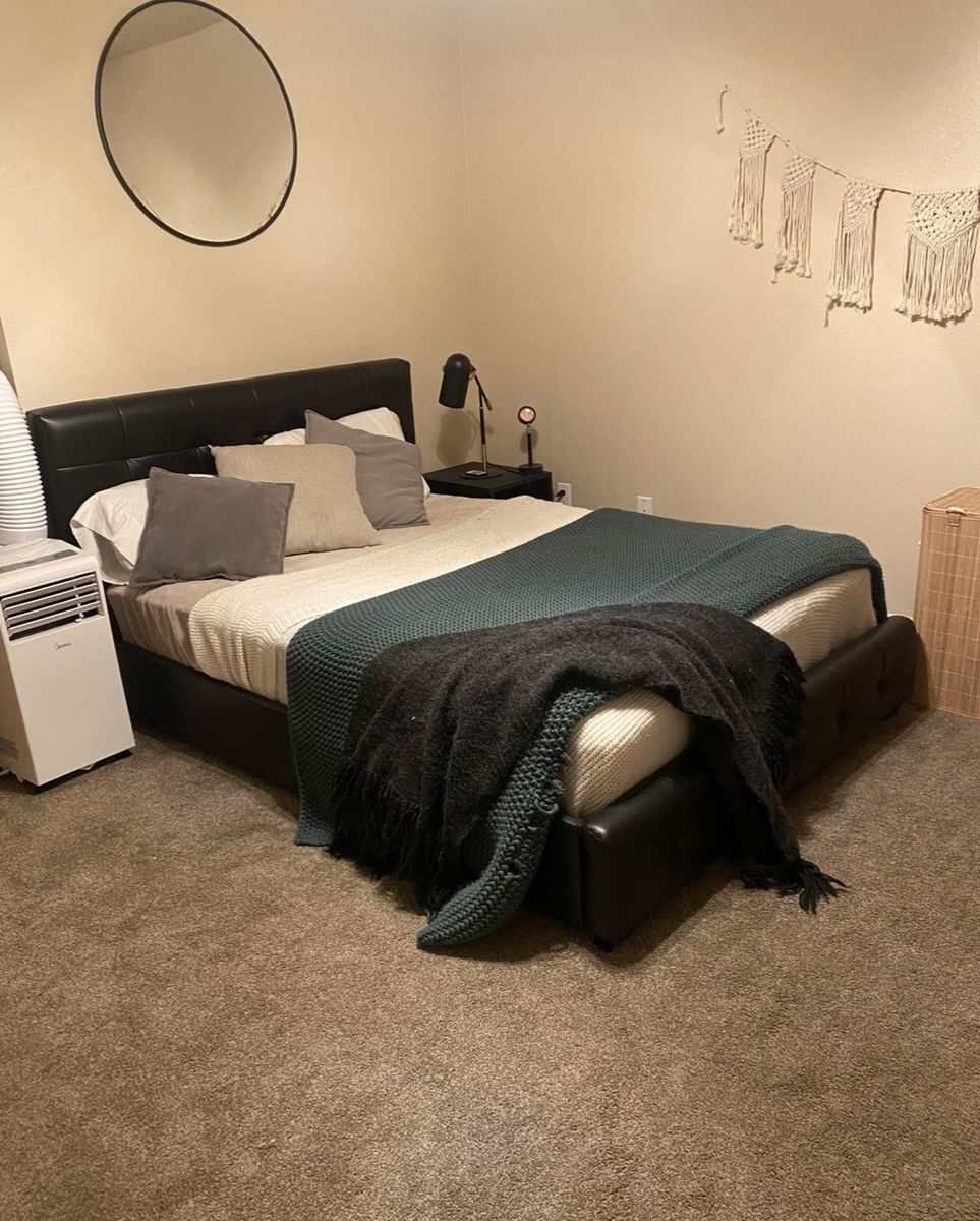 Queen bed frame and mattress