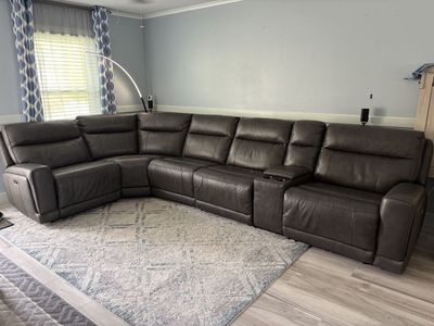 6 piece Dark Gray leather sectional