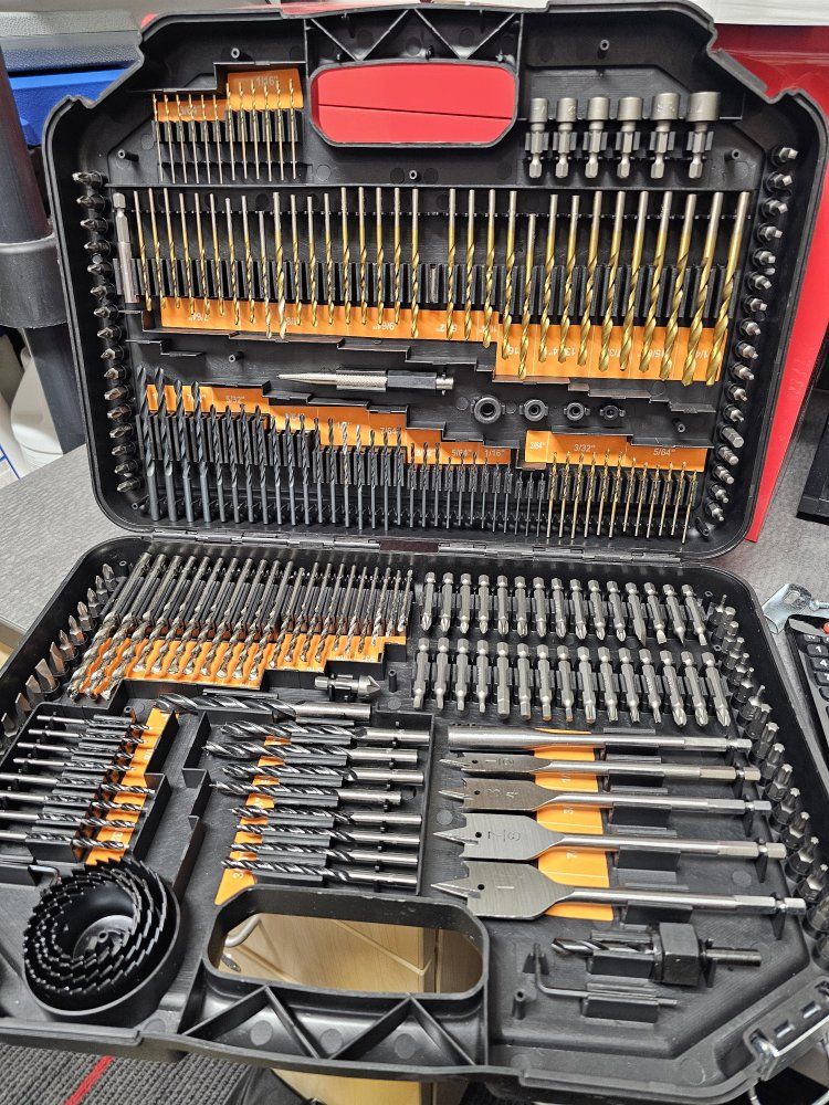EnerTwist 246-Piece Drill Bit Set with Titanium & Black Oxide Bits, Spade Bits, and Hole Saws