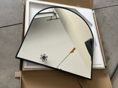 Arched Black Framed Wall Mirror - 28.5" x 31.5" Modern Decorative Accent