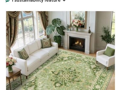 9x12 soft green vintage style rug new