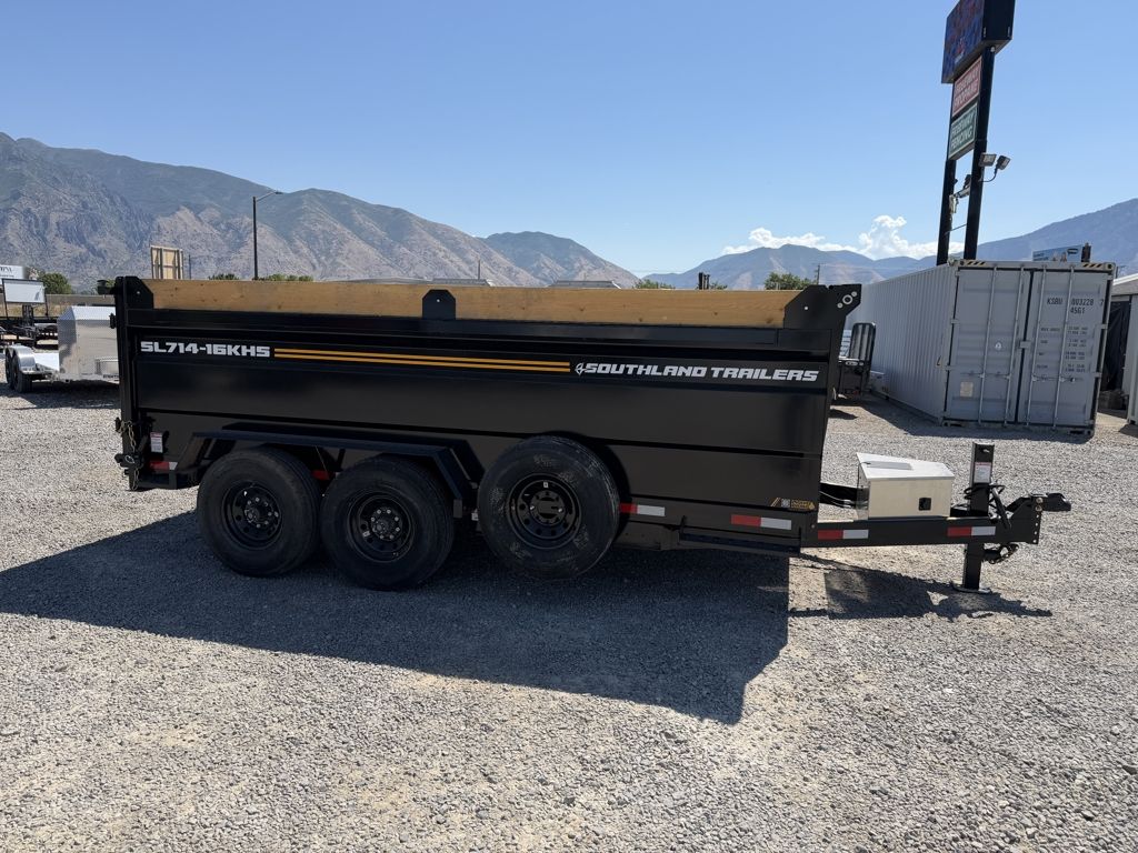 2026 Southland 7x14 17.6k SL714-16KHS Highside Tube Frame Scissor Lift Dump Trailer *New*