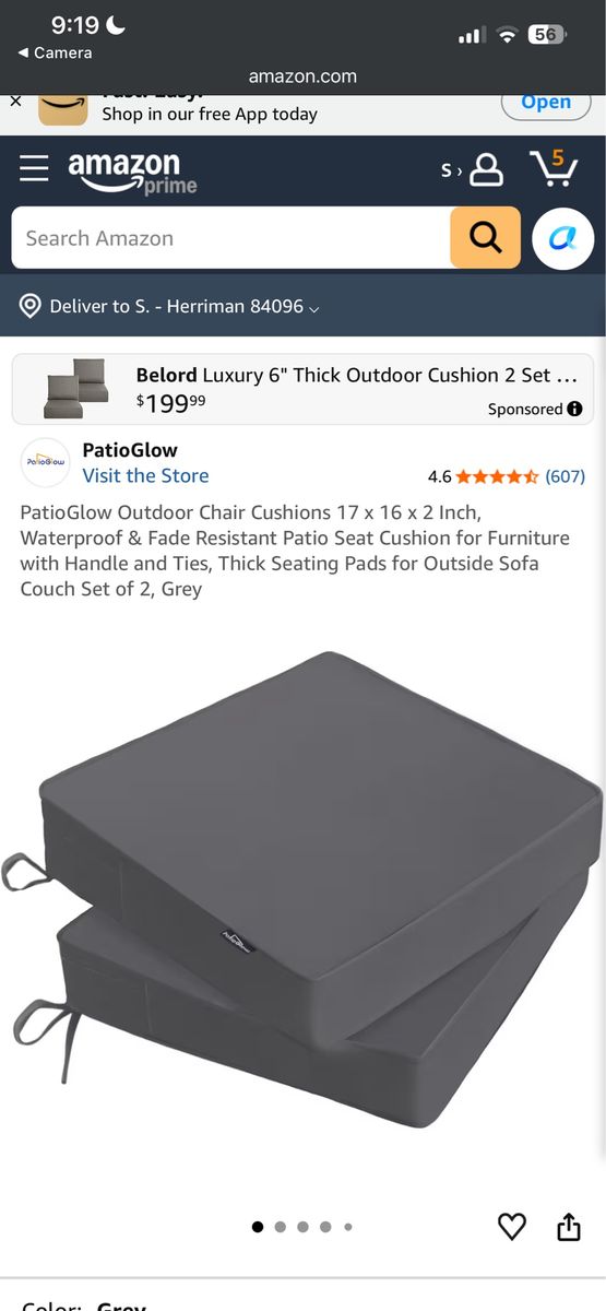 PatioGlow Outdoor Chair Cushions Set of 2, Navy Blue 17x16x2 inch, Waterproof & Fade Resistant