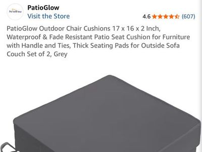 PatioGlow Outdoor Chair Cushions Set of 2, Navy Blue 17x16x2 inch, Waterproof & Fade Resistant