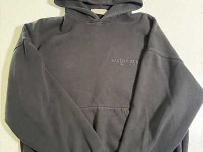 Fear of God ESSENTIALS FOG Black Hoodie - Size Large