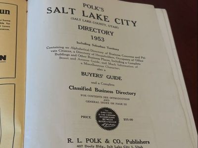 RARE and COLLECTIBLE Salt Lake City Directory, 1953