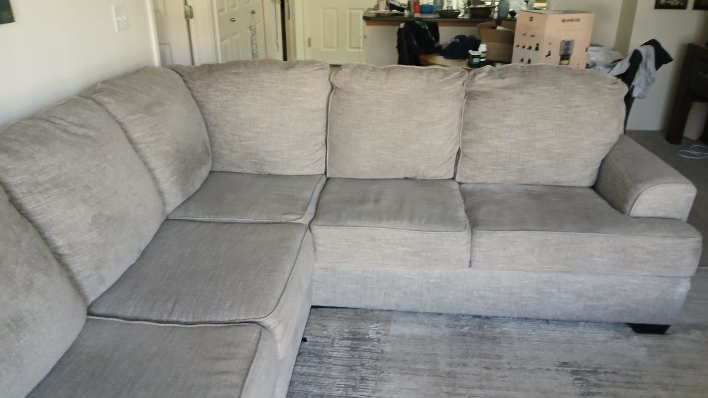 Large Gray Fabric Sectional Sofa Couch